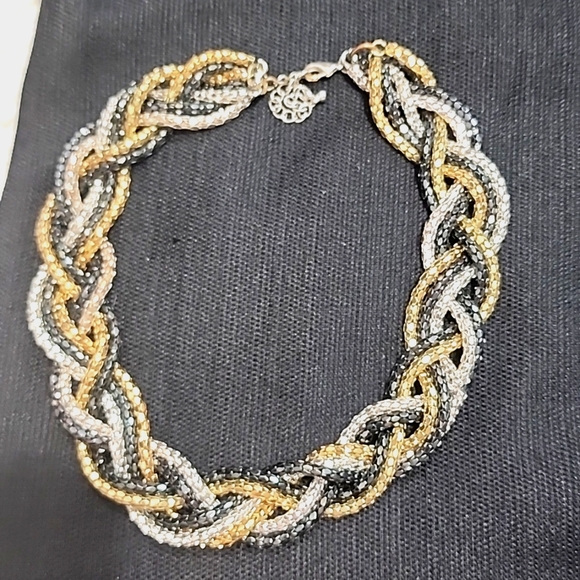Nordstrom Metal Braided Gold, Silver and Black tones Necklace. - Picture 5 of 7